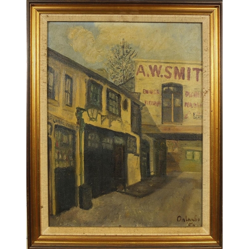 1028 - Oil onto canvas, impressionist street scene, bearing a signature Oaland 56, mounted and gilt framed,... 