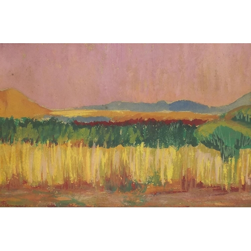 1027 - Watercolour onto paper, African plains, bearing a signature Pierret, mounted and gilt framed, 35cm x... 