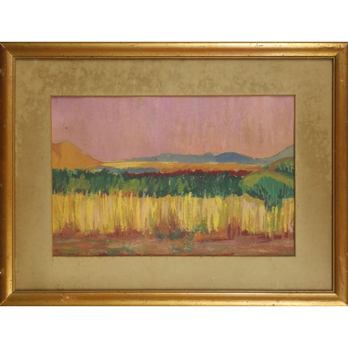 1027 - Watercolour onto paper, African plains, bearing a signature Pierret, mounted and gilt framed, 35cm x... 