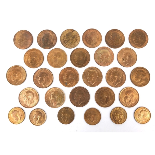 265 - Collection of mostly George V pennies and half pennies with Lustre approximately weight 242.0g