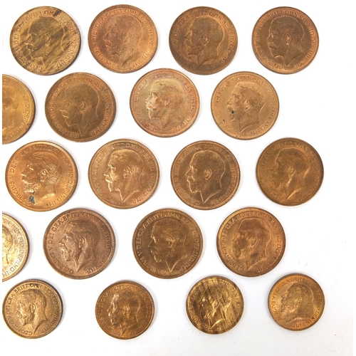 265 - Collection of mostly George V pennies and half pennies with Lustre approximately weight 242.0g