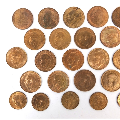 265 - Collection of mostly George V pennies and half pennies with Lustre approximately weight 242.0g