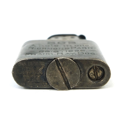 165 - Golfing interest silver pocket lighter, with engraved inscription 'Bob A Hole in One Richmond Park 2... 