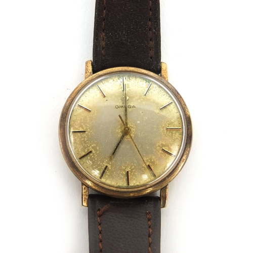 853 - Gentleman's 9ct gold Omega automatic wristwatch, No.23229697 to the movement, approximately 3.2cm di... 