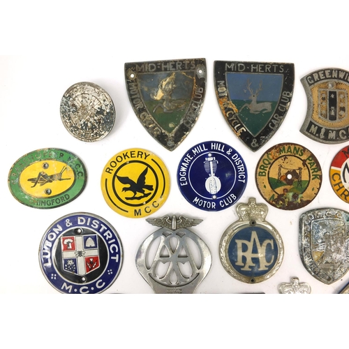 167 - Collection of motoring interest car badges, some enamelled examples, including The Grasshoppers MCC ... 