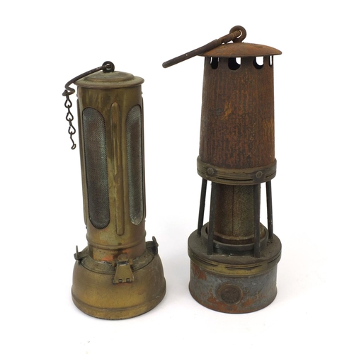 125 - Two miners lamps comprising a Riches of London 'Orno' example and a Pall & Hanmer of Birmingham exam... 