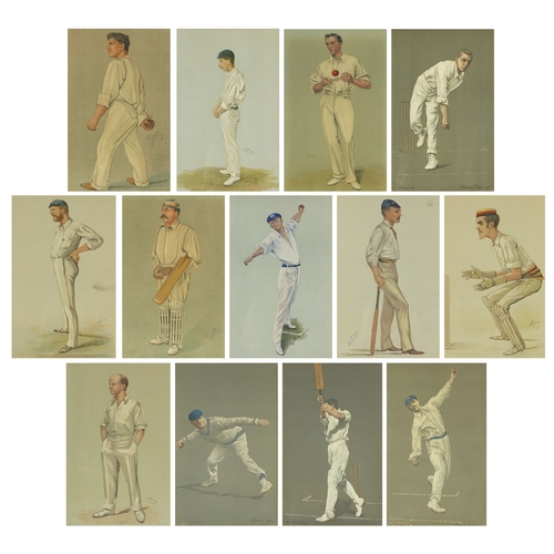 1033 - Large collection of vanity fair cartoon prints including various cricketers, each framed, each appro... 