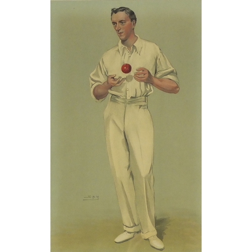 1033 - Large collection of vanity fair cartoon prints including various cricketers, each framed, each appro... 