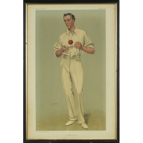 1033 - Large collection of vanity fair cartoon prints including various cricketers, each framed, each appro... 