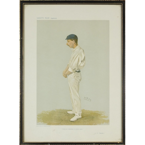 1033 - Large collection of vanity fair cartoon prints including various cricketers, each framed, each appro... 