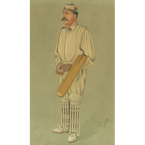 1033 - Large collection of vanity fair cartoon prints including various cricketers, each framed, each appro... 