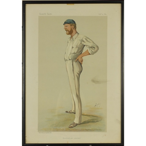 1033 - Large collection of vanity fair cartoon prints including various cricketers, each framed, each appro... 