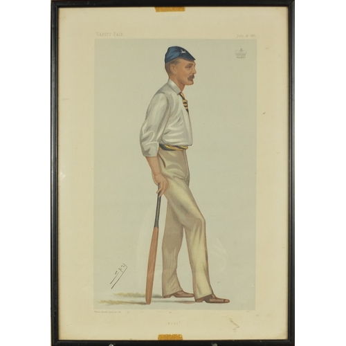 1033 - Large collection of vanity fair cartoon prints including various cricketers, each framed, each appro... 