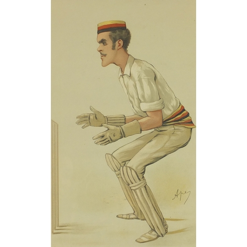 1033 - Large collection of vanity fair cartoon prints including various cricketers, each framed, each appro... 