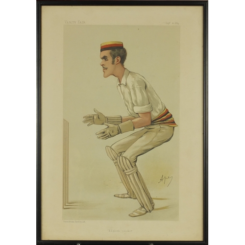 1033 - Large collection of vanity fair cartoon prints including various cricketers, each framed, each appro... 