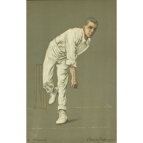 1033 - Large collection of vanity fair cartoon prints including various cricketers, each framed, each appro... 