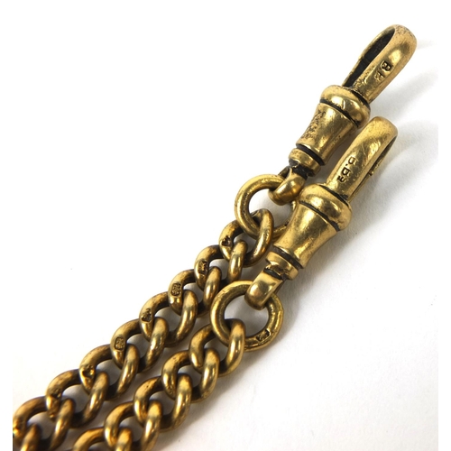 2509 - Silver gilt watch chain with T-bar, 40cm long, approximate weight 5.2g