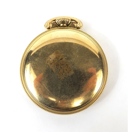 2512 - Gentleman's gold plated Elgin pocket watch, 5cm in diameter