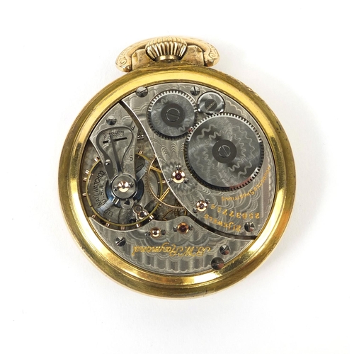 2512 - Gentleman's gold plated Elgin pocket watch, 5cm in diameter