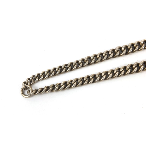 2500 - Silver watch chain, 36cm long, approximate weight 40.2g