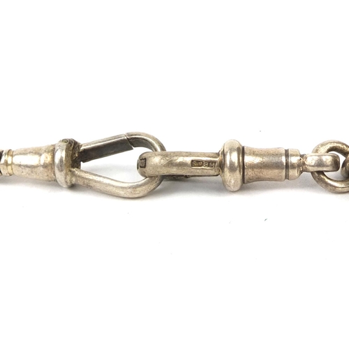 2500 - Silver watch chain, 36cm long, approximate weight 40.2g