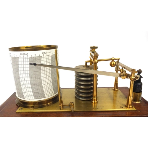 150 - Baird & Tatlock of London brass barograph housed in a glazed mahogany case, together with Negretti a... 