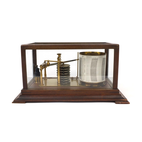 150 - Baird & Tatlock of London brass barograph housed in a glazed mahogany case, together with Negretti a... 