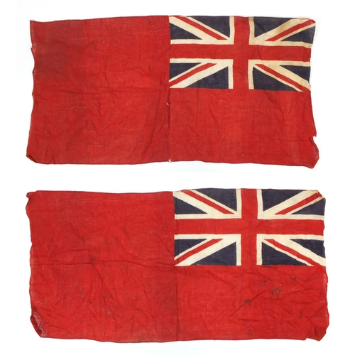 120 - Two Naval interest Civil Ensign Union Jack cloth flags, each 79cm x 43cm