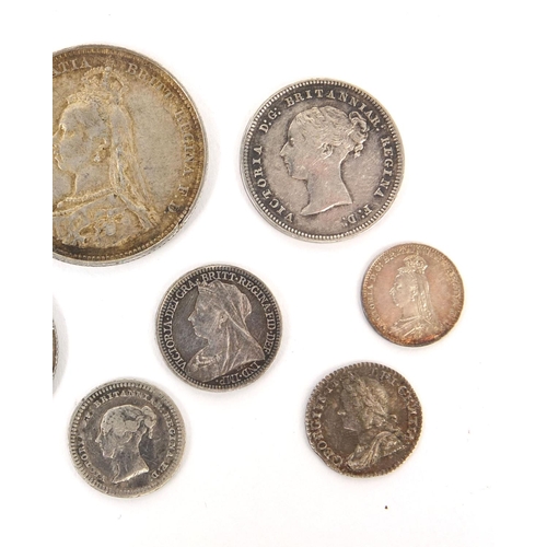 261 - Group of George II British silver coinage including Maundy coins and six pence's, the largest 2.4cm ... 