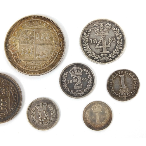 261 - Group of George II British silver coinage including Maundy coins and six pence's, the largest 2.4cm ... 