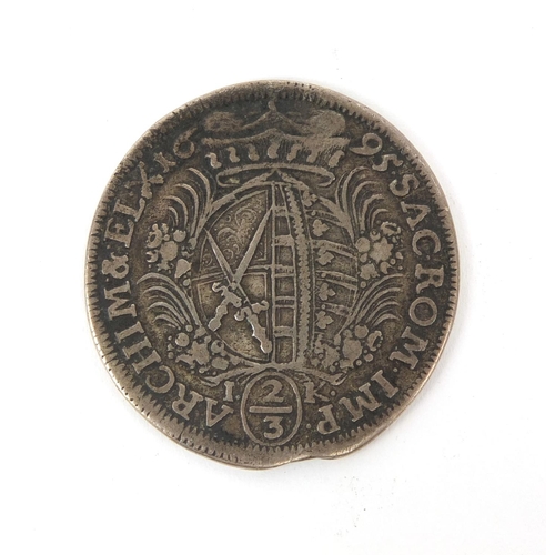 272 - German state Friedrich August I 1695 2/3 silver thaler coin, approximately 2.6cm in diameter, approx... 