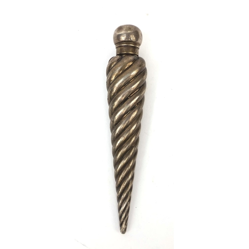 59 - Percy Edwards & Co Victorian silver scent bottle with fluted spiral decoration, S.M London 1884, 14.... 