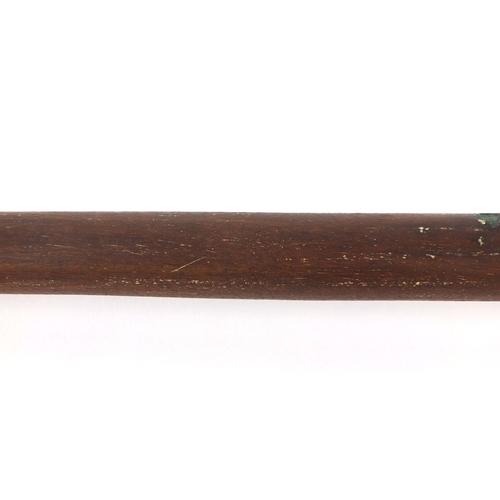 36 - Victorian wooden walking stick with carved pommel in the form of a knot, 83cm long