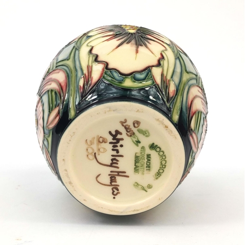 2064 - Boxed limited edition Moorcroft pottery Aphrodite patterned sweet jar and cover, designed by Shirley... 