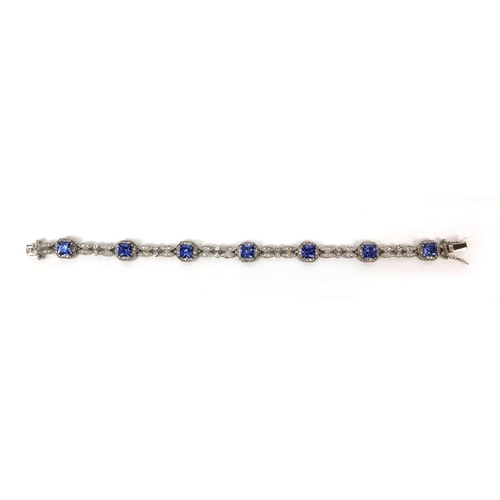 2495 - Silver blue cubic zirconia bracelet, approximate weight 17.0g