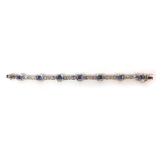 2495 - Silver blue cubic zirconia bracelet, approximate weight 17.0g