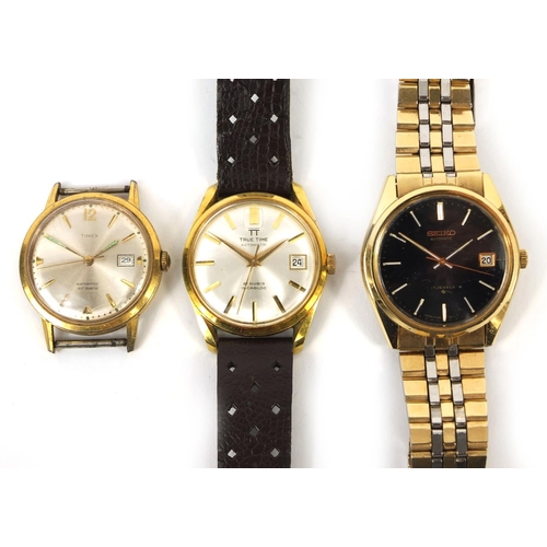 2496 - Three automatic gentleman's wristwatches comprising a Seiko, Truetime and a Timex