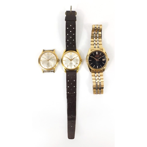 2496 - Three automatic gentleman's wristwatches comprising a Seiko, Truetime and a Timex