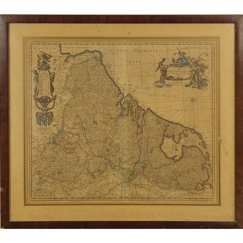 230 - Antique German map, mounted and framed, 54cm x 50cm excluding the mount and frame