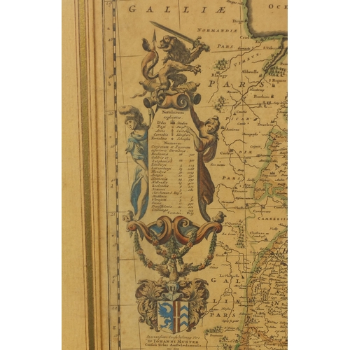 230 - Antique German map, mounted and framed, 54cm x 50cm excluding the mount and frame