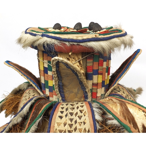 330 - Tribal interest African devil ceremonial headrest, (PROVENANCE: Brought back from Sierra Leone in th... 