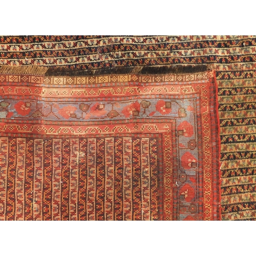 2019 - Rectangular Middle eastern rug, the central field decorated all over with stylised motifs within flo... 