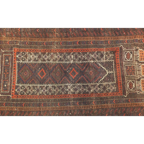 2034 - Rectangular Afghan Baluch prayer mat, decorated all over with a geometric design, 172cm x 90cm