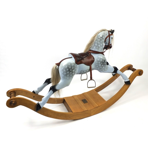 2017 - Vintage Rocking  Horse with horse hair mane and tail, and brass plaque engraved Stevenson Brothers E... 