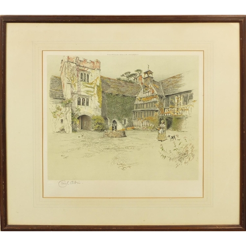 1038 - Pair of pencil signed Cecil Aldin coaching inn prints, each mounted and framed, the largest 46cm x 3... 