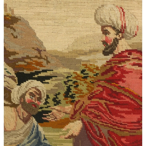 49 - WITHDRAWN - Large 19th century religious tapestry of a biblical scene, housed in a rosewood frame, 7... 