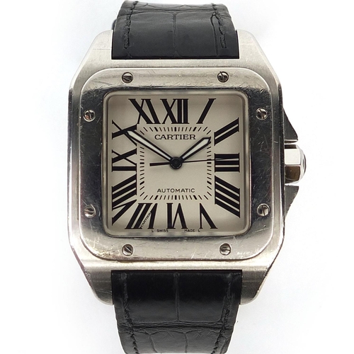 837 - Boxed gentleman's Cartier Santos 100 stainless automatic wristwatch with sapphire crown, No.608227PL... 