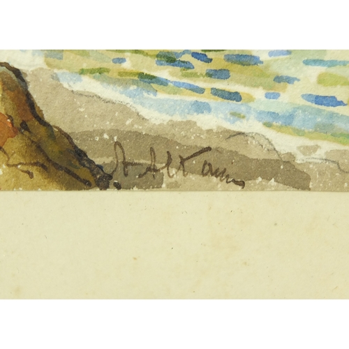 1037 - Two Italian School watercolours, one depicting the coast of Vesuvius, the other a street scene, each... 