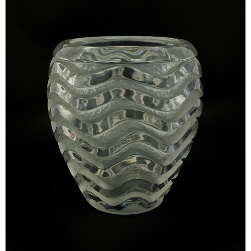 583 - Rene Lalique Meandres pattern vase, of ovoid form with wavey line motifs, etched 'R Lalique France' ... 