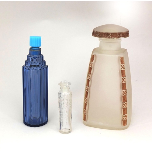 587 - Group of three Lalique scent bottles including a Rene Lalique Chypre example made for Forvil and a F... 